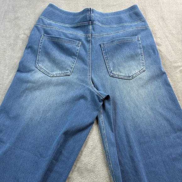 Halara Petite Size Medium Wide Leg Denim Look Stretch Pants Comfy Pull on - Picture 13 of 14